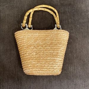 Wicker Purse with Wood Handles